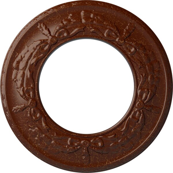 Ekena Millwork Salem Medallion (Canopies up to 7 1/8"), 13 1/4"OD x 7 1/8"ID x 7/8"P, Burnished Mahogany Crackle CM13SABMC - main